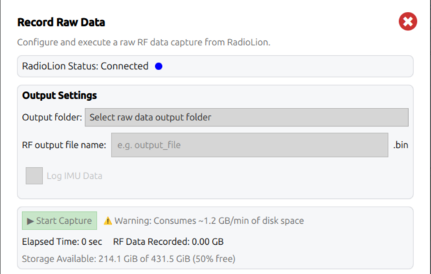 LEO100 GUI Record Data Dialog